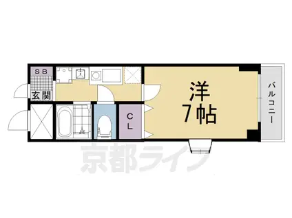 山陰本線 丹波口駅 徒歩9分 3階建 築26年(1K/2階)の間取り写真