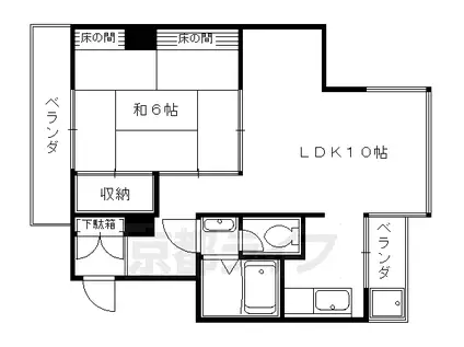 山陰本線 二条駅 徒歩5分 6階建 築35年(1LDK/2階)の間取り写真