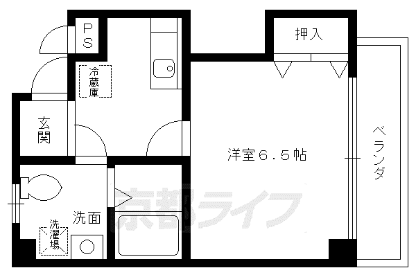 京阪電気鉄道京阪線 清水五条駅 徒歩3分 2階建 築26年(1K/2階)の間取り写真