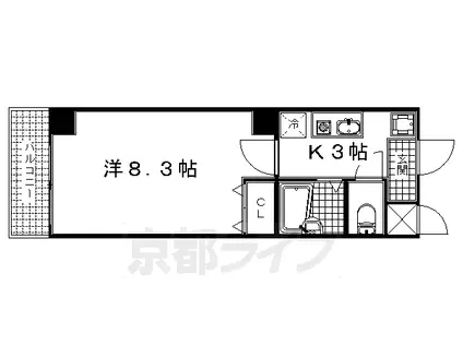 東海道本線 京都駅 徒歩5分 8階建 築25年(1K/8階)の間取り写真