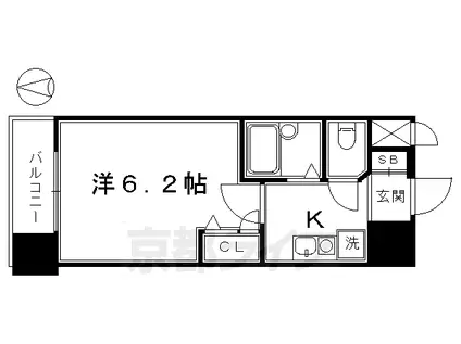 プレサンス京都駅前Ⅱ(1K/10階)の間取り写真