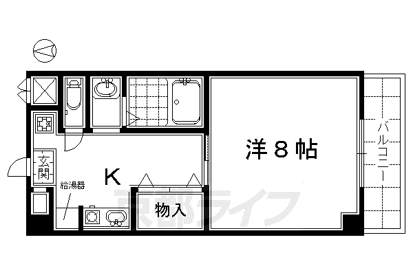 京阪電気鉄道京阪線 七条駅 徒歩4分 10階建 築26年(1K/10階)の間取り写真