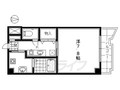 河原町ビル(1K/9階)の間取り写真