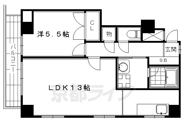 ファイブコート清水寺(1LDK/4階)の間取り写真