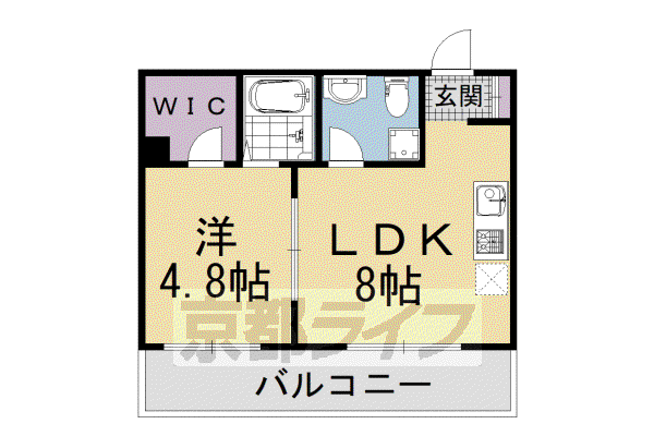 京都市烏丸線 五条駅(京都市営) 徒歩9分 5階建 築30年(1LDK/5階)の間取り写真