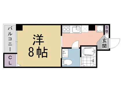 京都市烏丸線 五条駅(京都市営) 徒歩9分 5階建 築30年(1K/3階)の間取り写真