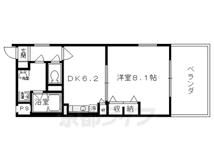 近鉄京都線 東寺駅 徒歩14分 7階建 築24年(1DK/3階)の間取り写真