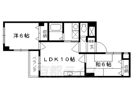 東海道本線 西大路駅 徒歩7分 3階建 築34年(2LDK/3階)の間取り写真