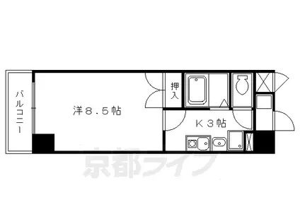 京都市烏丸線 五条駅(京都市営) 徒歩1分 6階建 築25年(1K/5階)の間取り写真
