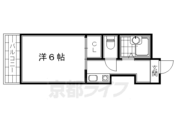 阪急電鉄京都線 京都河原町駅 徒歩1分 4階建 築28年(1K/2階)の間取り写真