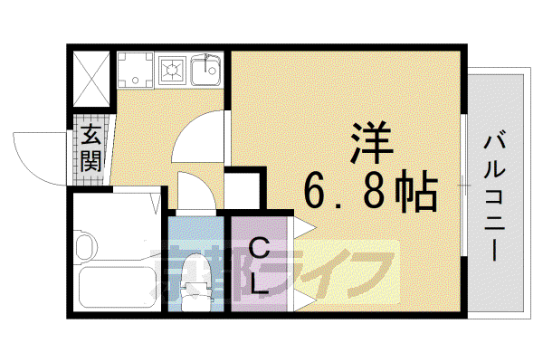 東海道本線 西大路駅 徒歩7分 3階建 築29年(1K/3階)の間取り写真