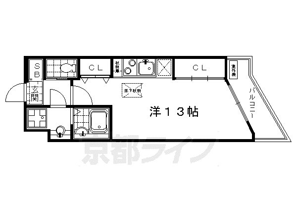 京阪電気鉄道京阪線 清水五条駅 徒歩3分 11階建 築23年(ワンルーム/7階)の間取り写真