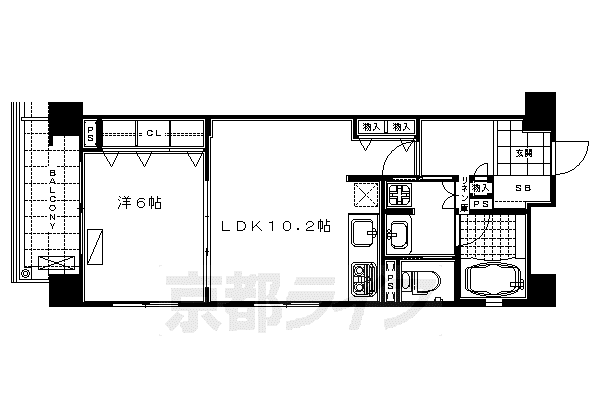 東海道本線 京都駅 徒歩5分 5階建 築23年(1LDK/2階)の間取り写真