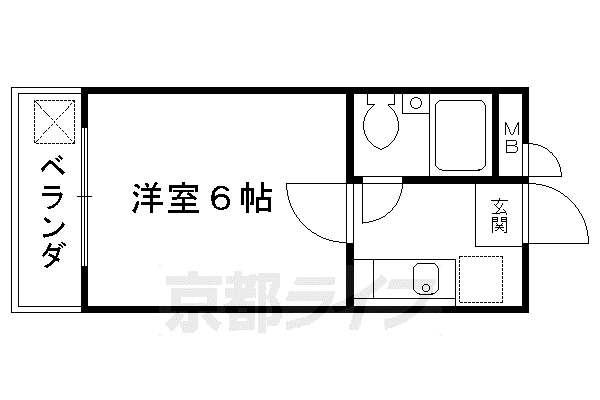 京阪電気鉄道京阪線 東福寺駅 徒歩10分 4階建 築40年(1K/2階)の間取り写真