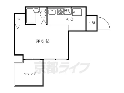 京都市烏丸線 五条駅(京都市営) 徒歩1分 11階建 築29年(1K/2階)の間取り写真