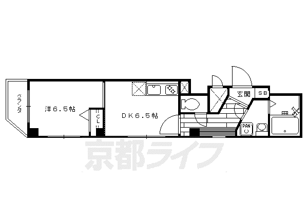京都市烏丸線 五条駅(京都市営) 徒歩8分 5階建 築25年(1DK/3階)の間取り写真