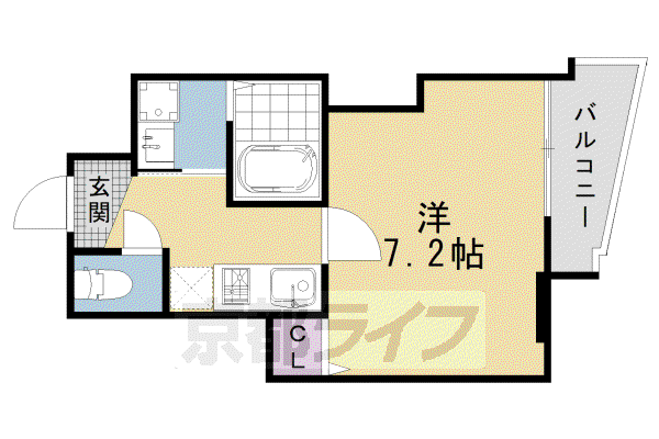東海道本線 西大路駅 徒歩3分 10階建 築23年(1K/9階)の間取り写真