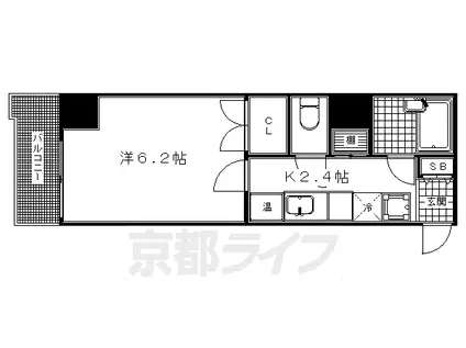 京阪電気鉄道京阪線 七条駅 徒歩5分 6階建 築30年(1K/2階)の間取り写真
