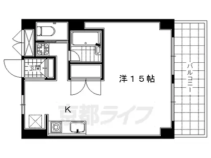 山陰本線 丹波口駅 徒歩13分 8階建 築46年(ワンルーム/6階)の間取り写真