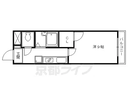 京都市東西線 東山駅(京都) 徒歩2分 4階建 築33年(1K/4階)の間取り写真