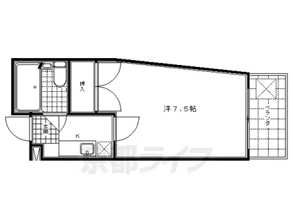 京阪電気鉄道京阪線 清水五条駅 徒歩7分 4階建 築37年(1K/4階)の間取り写真