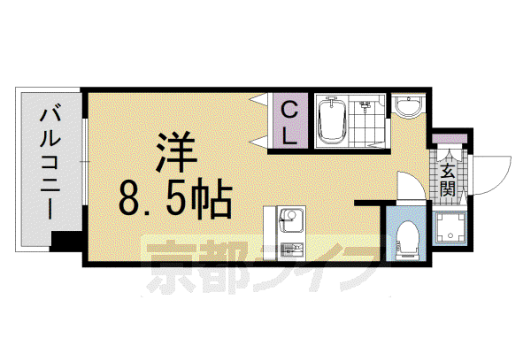 京都市烏丸線 五条駅(京都市営) 徒歩3分 10階建 築24年(1K/3階)の間取り写真