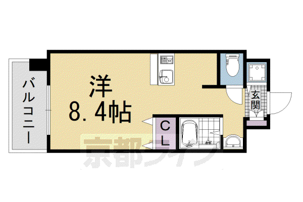 京都市烏丸線 五条駅(京都市営) 徒歩3分 10階建 築23年(1K/8階)の間取り写真