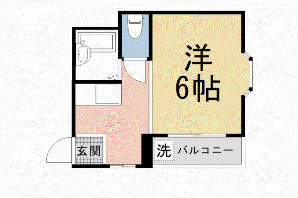 京都市烏丸線 五条駅(京都市営) 徒歩7分 5階建 築39年(1K/2階)の間取り写真