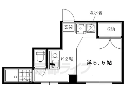 京都市烏丸線 五条駅(京都市営) 徒歩5分 5階建 築28年(1K/4階)の間取り写真