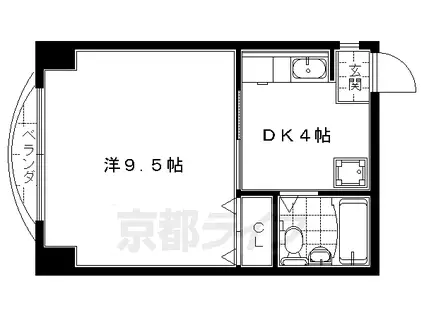 ビレイユ眞英AN(1DK/3階)の間取り写真