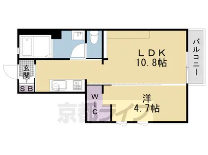 京阪電気鉄道京阪線 清水五条駅 徒歩5分 2階建 築21年(1LDK/2階)の間取り写真