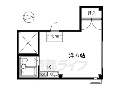 京阪電気鉄道京阪線 三条駅(京都) 徒歩5分 4階建 築29年(1K/3階)の間取り写真