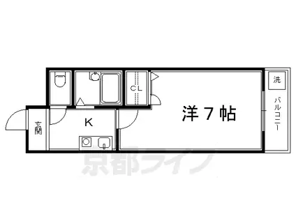 京阪電気鉄道京阪線 東福寺駅 徒歩4分 4階建 築36年(1K/3階)の間取り写真