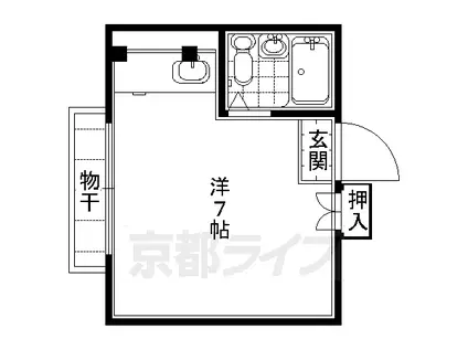 京都市東西線 東山駅(京都) 徒歩2分 4階建 築39年(ワンルーム/3階)の間取り写真