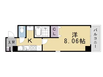 京都市烏丸線 五条駅(京都市営) 徒歩3分 8階建 築22年(1K/5階)の間取り写真