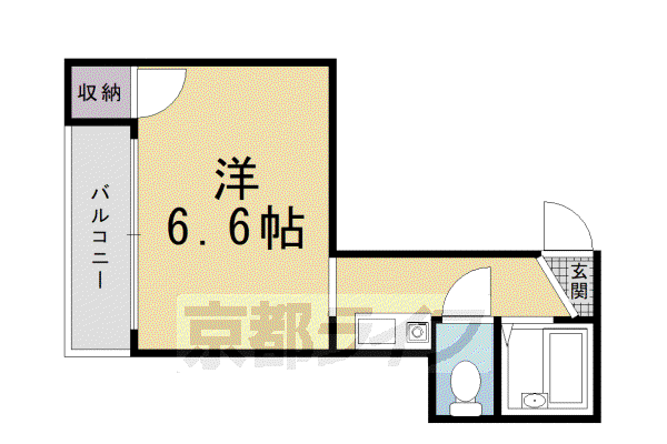 近鉄京都線 東寺駅 徒歩11分 4階建 築31年(1K/3階)の間取り写真
