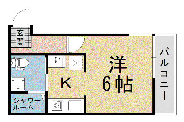 京都市烏丸線 五条駅(京都市営) 徒歩1分 4階建 築39年(1K/4階)の間取り写真
