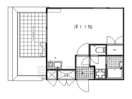 京都市烏丸線 五条駅(京都市営) 徒歩2分 4階建 築29年(ワンルーム/4階)の間取り写真