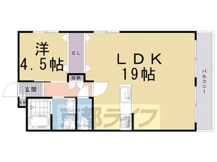 京都市烏丸線 九条駅(京都) 徒歩5分 9階建 築40年(1LDK/2階)の間取り写真