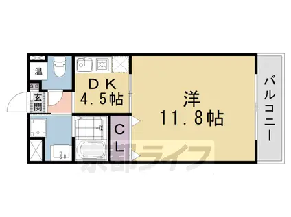 山陰本線 丹波口駅 徒歩10分 5階建 築20年(1DK/4階)の間取り写真