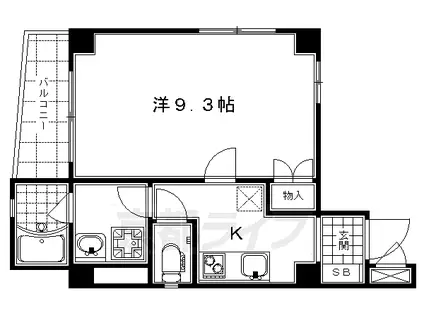 東海道本線 京都駅 徒歩4分 5階建 築20年(1K/4階)の間取り写真