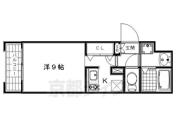 京都市烏丸線 京都駅 徒歩10分 5階建 築21年(1K/2階)の間取り写真