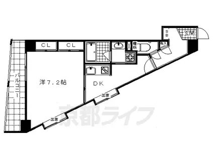京阪電気鉄道京阪線 清水五条駅 徒歩10分 7階建 築20年(1DK/5階)の間取り写真