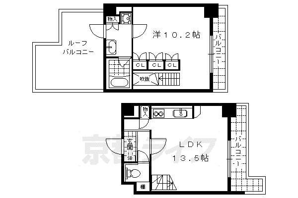 京阪電気鉄道京阪線 清水五条駅 徒歩10分 7階建 築20年(1LDK/3階)の間取り写真