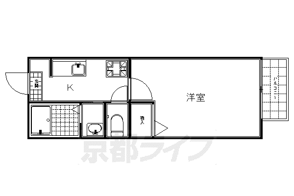 京阪電気鉄道京阪線 東福寺駅 徒歩8分 2階建 築25年(1K/2階)の間取り写真
