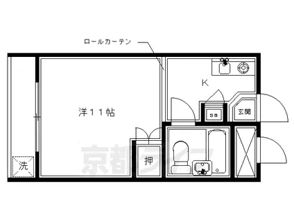 近鉄京都線 東寺駅 徒歩12分 3階建 築39年(ワンルーム/3階)の間取り写真