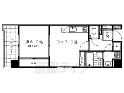 サルタル大和大路(1DK/4階)の間取り写真