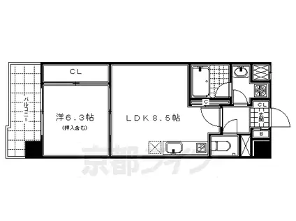 京阪電気鉄道京阪線 清水五条駅 徒歩5分 6階建 築20年(1LDK/2階)の間取り写真