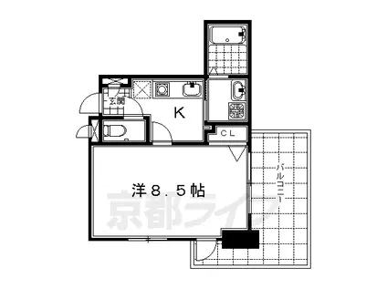 京都市烏丸線 九条駅(京都) 徒歩7分 7階建 築19年(1K/4階)の間取り写真
