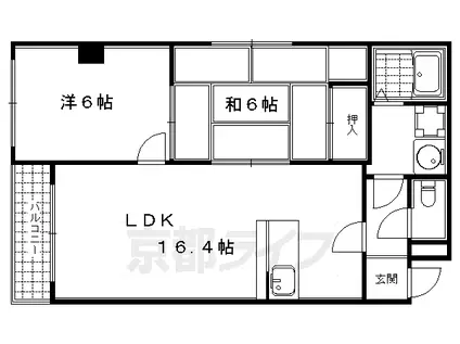 エルバーニョくろもん(2LDK/4階)の間取り写真